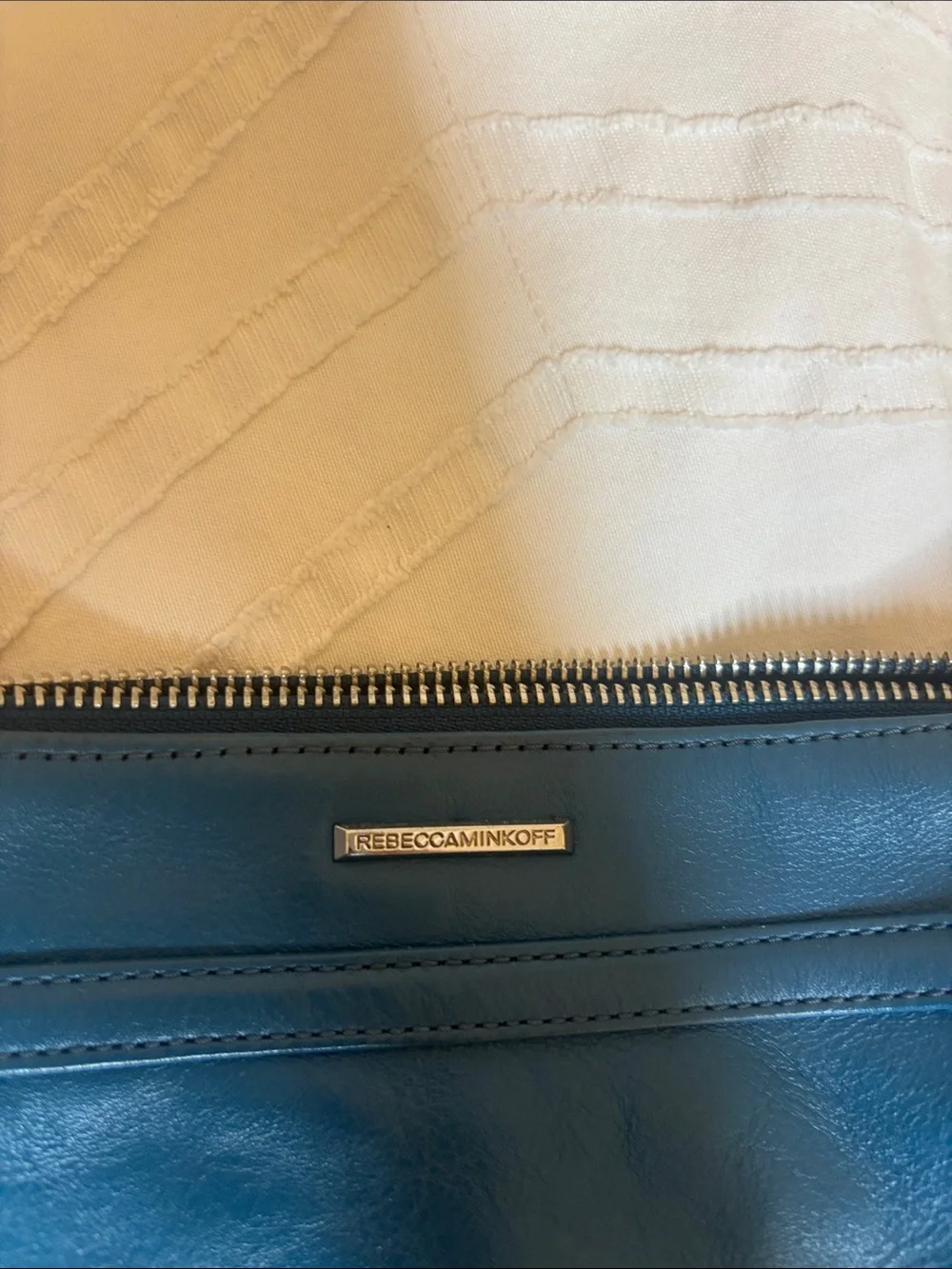 Rebecca Minkoff Leather Crossbody Shoulder Bag in Dark Teal with Silver Hardware